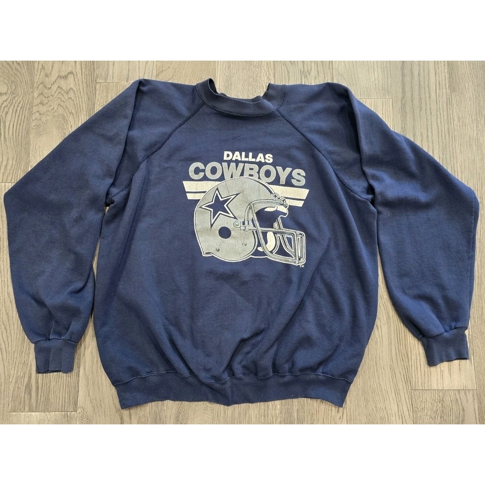 VTG 80's Trench Dallas Cowboys Graohic Crewneck Sweatshirt Navy Mens XL